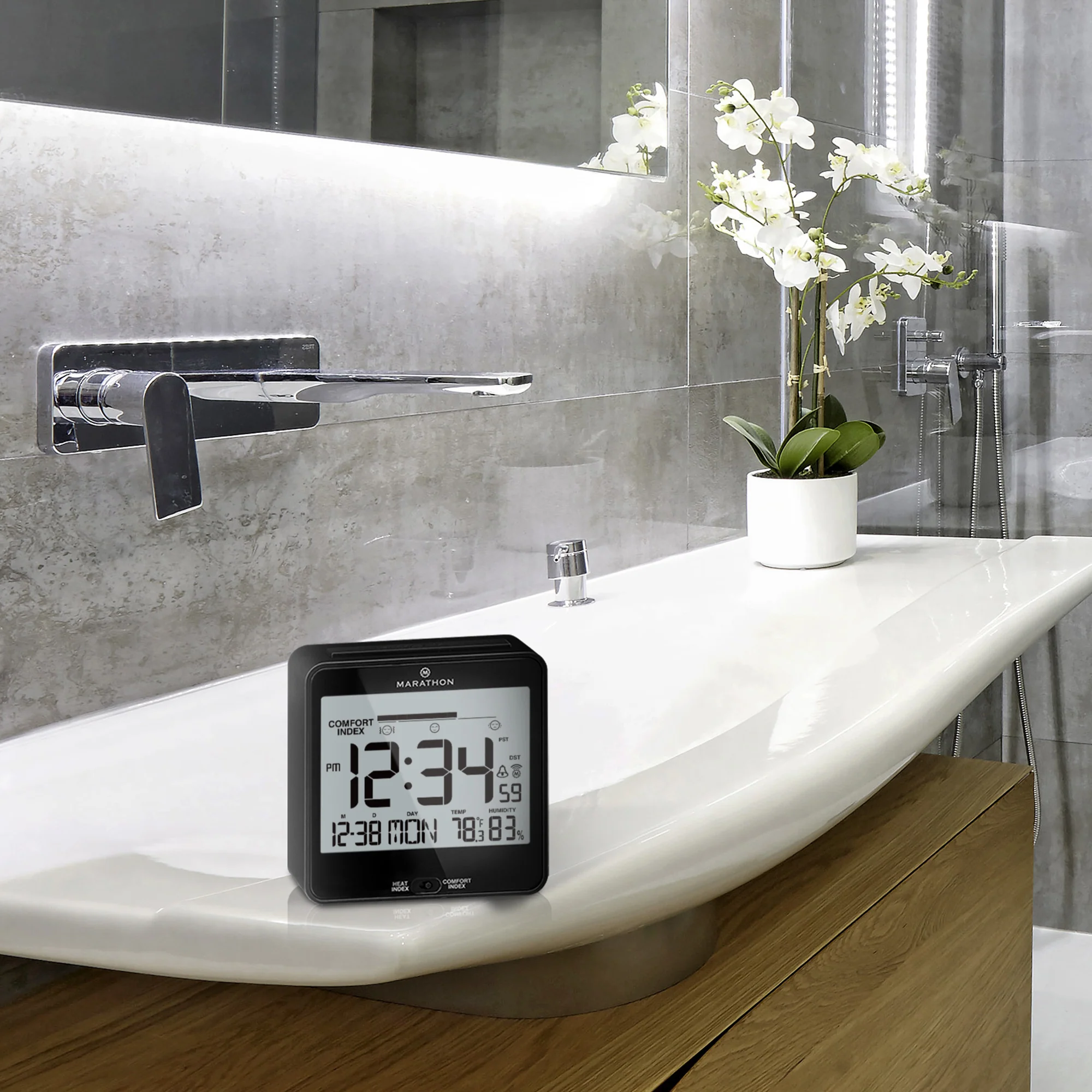 Self-Setting Desk Clock with Backlight, Heat & Comfort Index - Image 44