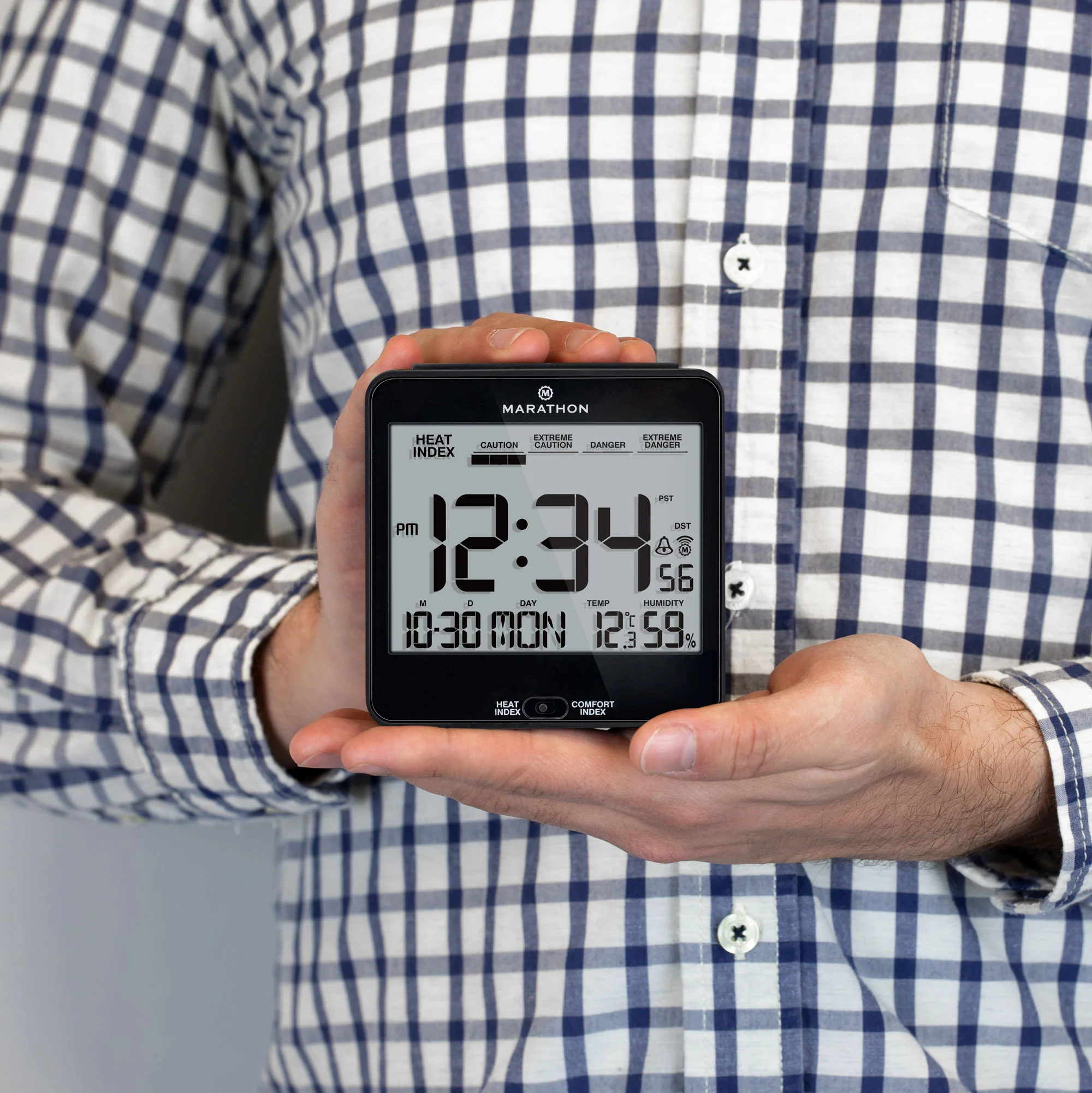 Self-Setting Desk Clock with Backlight, Heat & Comfort Index - Image 45