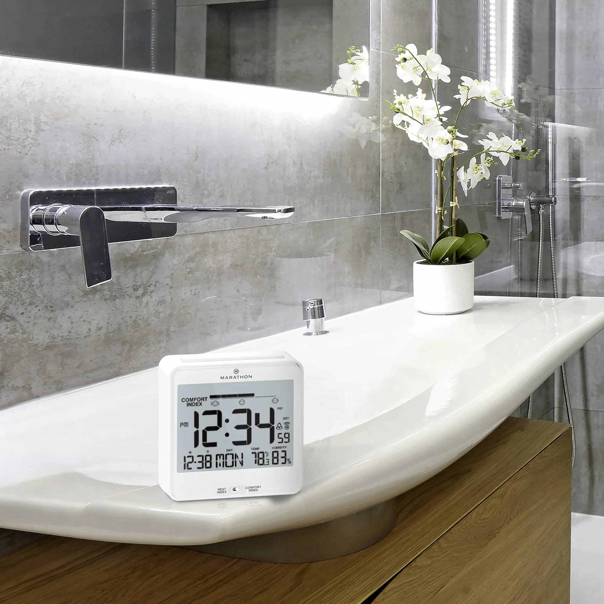 Self-Setting Desk Clock with Backlight, Heat & Comfort Index - Image 68