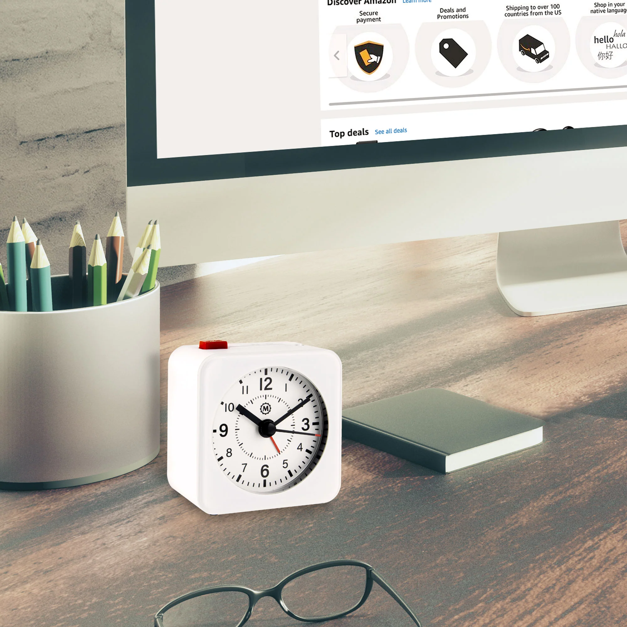 Mini Non-Ticking Analog Alarm Clock with Auto Backlight and Snooze Function - Image 31