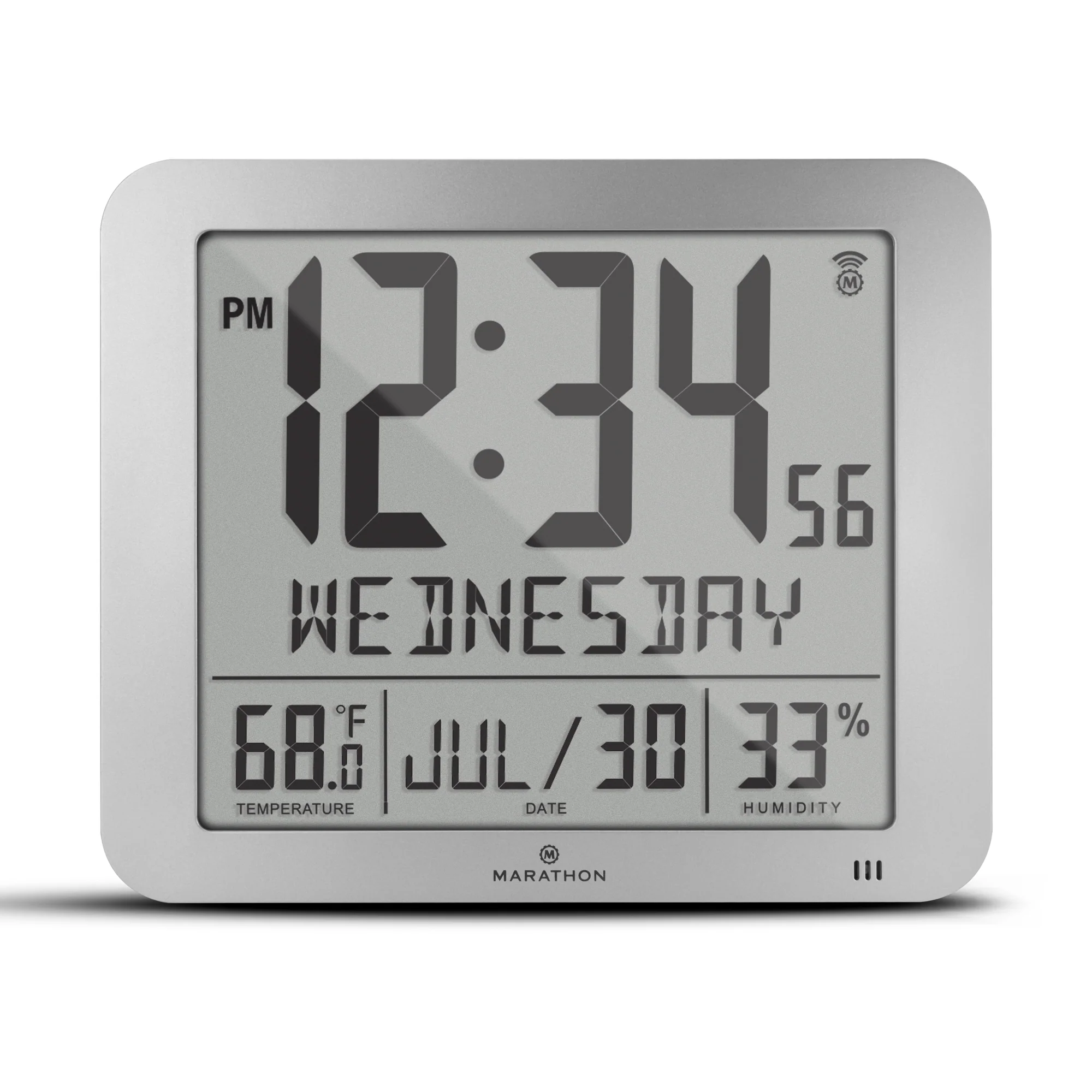 Slim Self-Setting Wall Clock with Full Calendar Display, Temperature & Humidity - Image 21