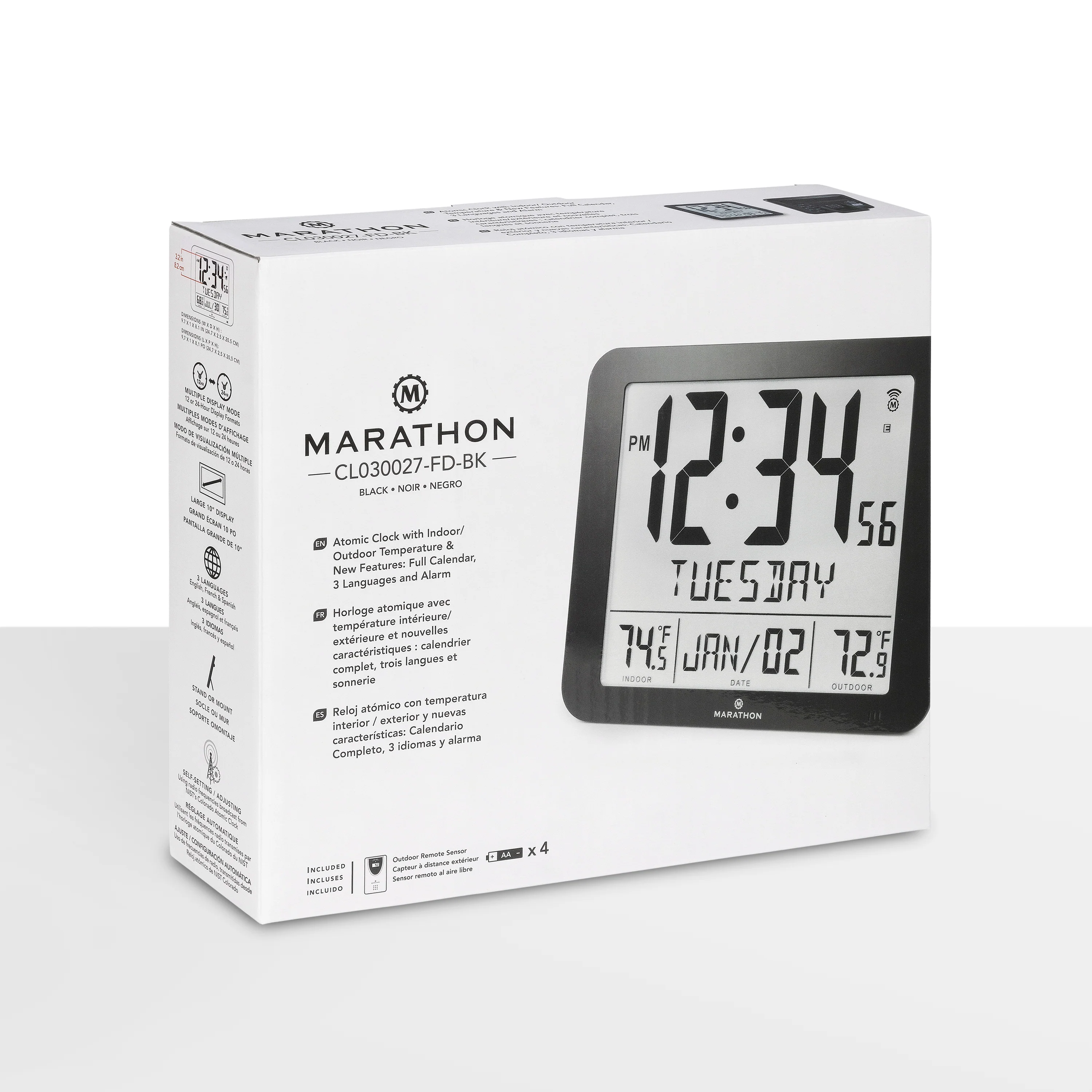 Slim Self-Setting Full Calendar Wall Clock with Indoor/Outdoor Temperature - Image 10
