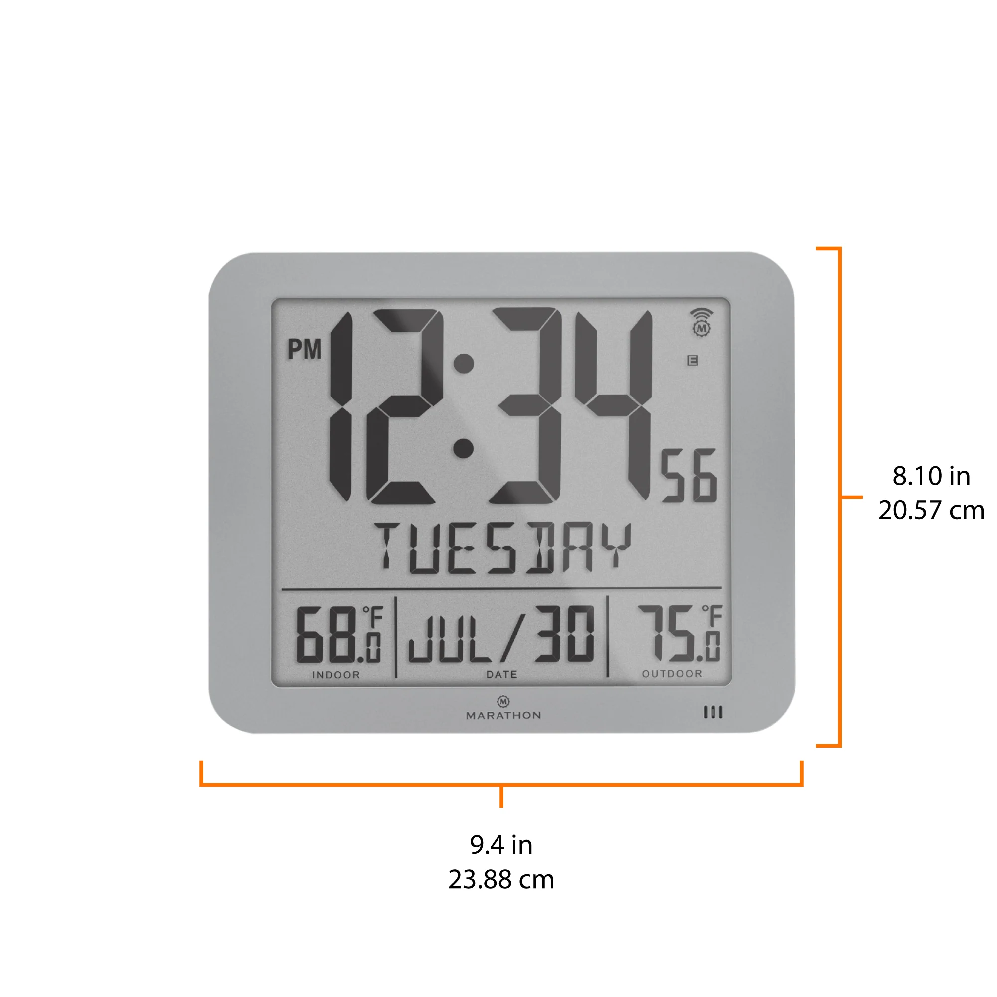 Slim Self-Setting Full Calendar Wall Clock with Indoor/Outdoor Temperature - Image 16