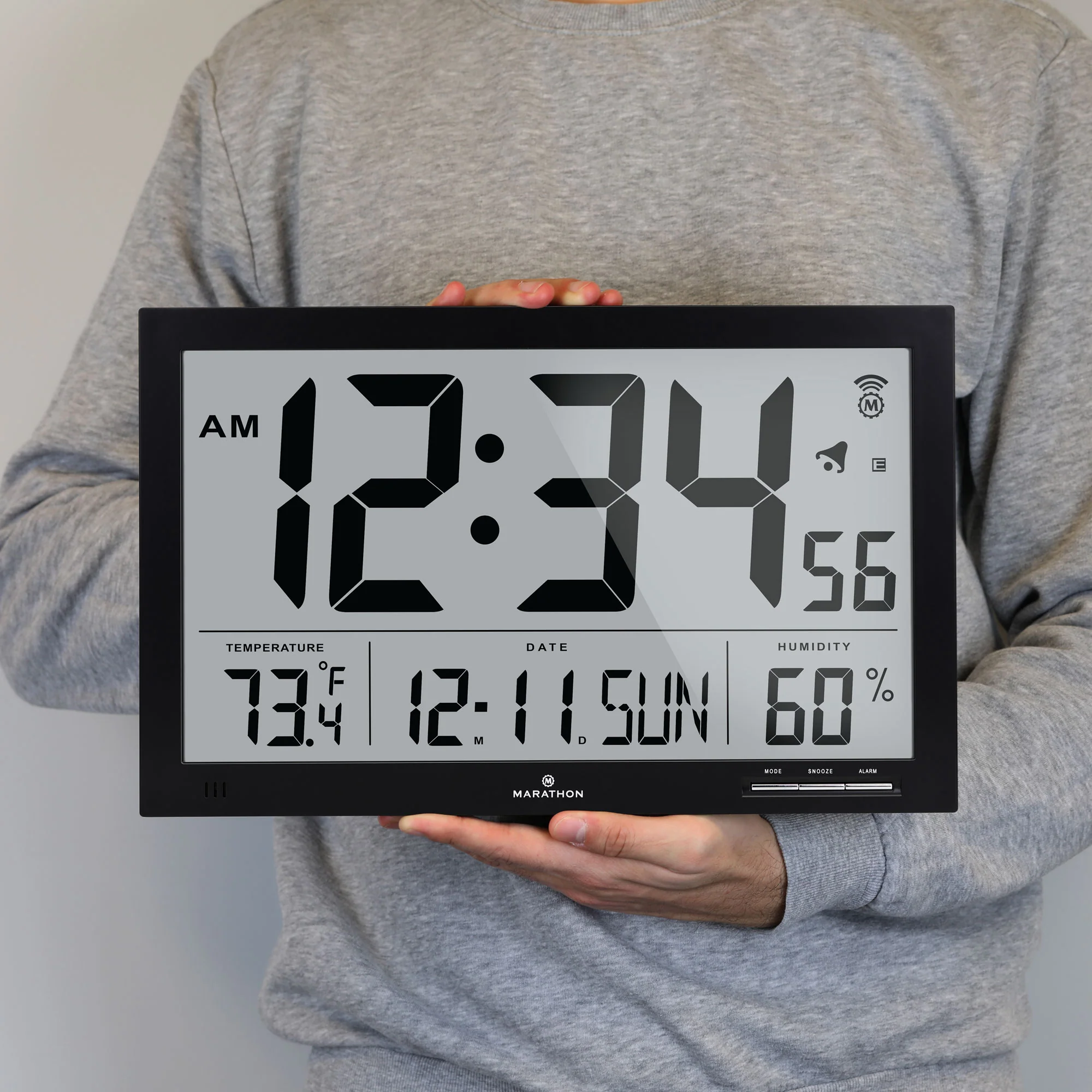 Slim Jumbo Self-Setting Wall Clock with Indoor Temperature & Humidity - Image 11